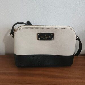 Kate Spade Wellesley Hanna Black Pebble White Crossbody Bag Purse